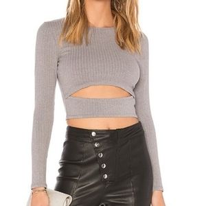 Lovers + Friends Gray Ribbed Crop Top